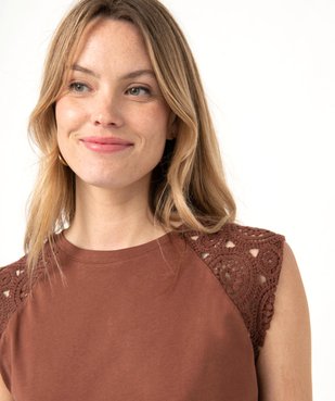 Tee-shirt sans manches en coton avec épaules en crochet femme vue5 - GEMO(FEMME PAP) - GEMO