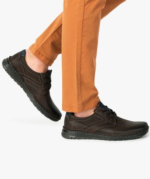 Derbies homme confort à lacets dessus cuir uni vue1 - GEMO (CASUAL) - GEMO