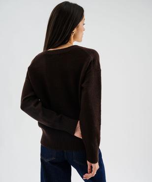 Pull col V en maille douillette femme vue4 - GEMO(FEMME PAP) - GEMO