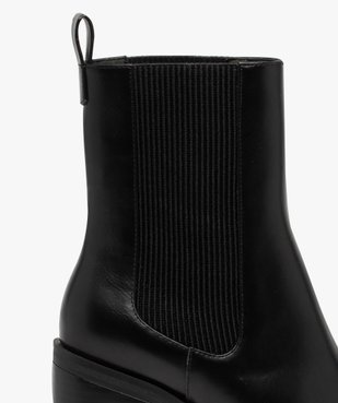Boots femme à talon carré dessus uni style chelsea vue6 - GEMO(URBAIN) - GEMO