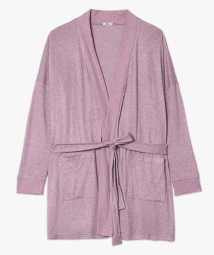 Veste d'intérieur femme grande taille en maille douce avec ceinture à nouer vue4 - GEMO(HOMWR FEM) - GEMO