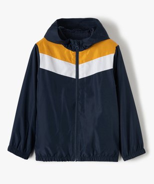 Blouson garçon coupe-vent tricolore avec capuche vue1 - GEMO (ENFANT) - GEMO