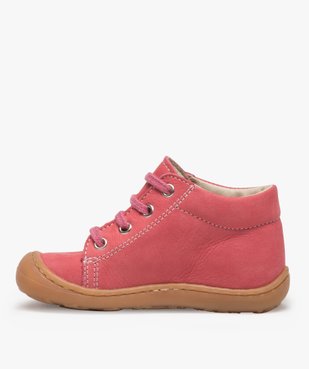 Chaussures premiers pas bébé fille en cuir à lacets vue3 - GEMO(BEBE DEBT) - GEMO