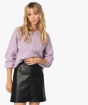 Pull femme en maille ajourée sur l’avant vue1 - GEMO C4G FEMME - GEMO