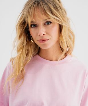 Tee-shirt manches courtes col rond uni en coton femme vue3 - GEMO 4G FEMME - GEMO