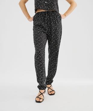 Pantalon à taille élastiquée en viscose fluide imprimée femme vue1 - GEMO 4G FEMME - GEMO