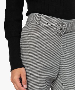Pantalon femme pied-de-poule à ceinture et revers vue2 - GEMO(FEMME PAP) - GEMO