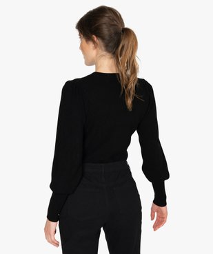 Pull femme avec manches bouffantes et boutons fantaisie vue3 - GEMO(FEMME PAP) - GEMO