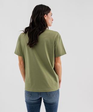 Tee-shirt manches courtes col V uni en coton femme vue3 - GEMO 4G FEMME - GEMO