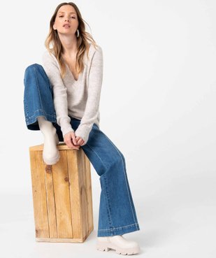 Pull femme à grand col V fantaisie vue5 - GEMO(FEMME PAP) - GEMO
