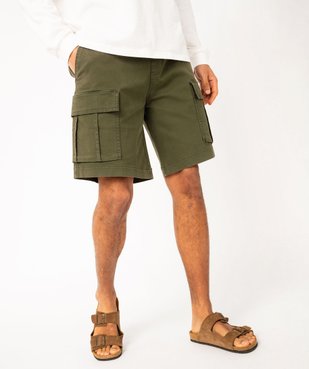 Bermuda cargo en coton stretch à taille élastiquée homme vue1 - GEMO (HOMME) - GEMO