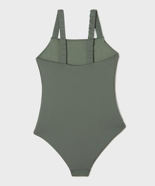 Maillot de bain 1 pièce texturé à  bretelles froncées fille vue3 - GEMO (JUNIOR) - GEMO