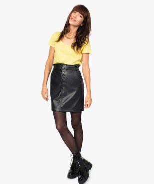 Tee-shirt femme imprimé à manches courtes 100% coton biologique vue5 - GEMO(FEMME PAP) - GEMO