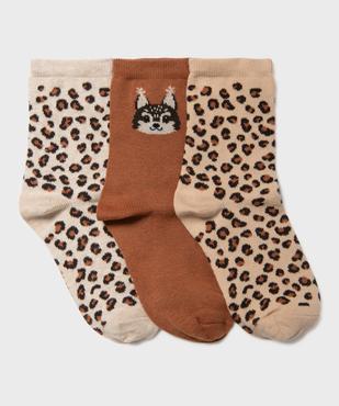 Chaussettes tige haute imprimées fille (lot de 3 paires) vue1 - GEMO 4G FILLE - GEMO