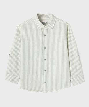 Chemise manches longues en mélange coton-lin rayé garçon vue2 - GEMO (ENFANT) - GEMO