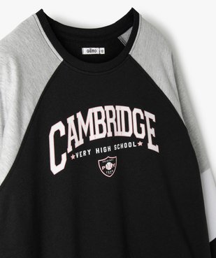 Sweat fille tricolore avec inscription sur l’avant vue2 - GEMO (JUNIOR) - GEMO