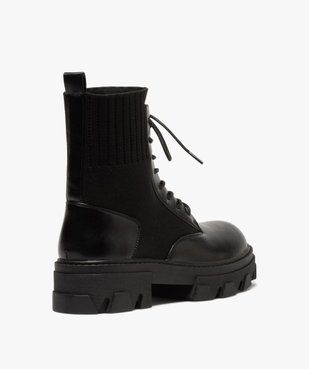 Boots femme unies à semelle crantée et col en maille vue4 - GEMO (CASUAL) - GEMO