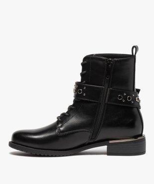 Boots femme à talon plat style godillots à bride fantaisie vue3 - GEMO (CASUAL) - GEMO
