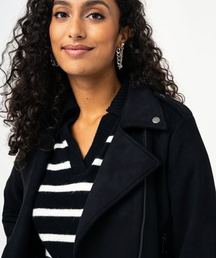 Blouson esprit motard en suédine femme vue2 - GEMO(FEMME PAP) - GEMO