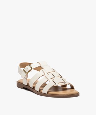 Sandales femme unies à talon plat et brides larges vue2 - GEMO (CASUAL) - GEMO