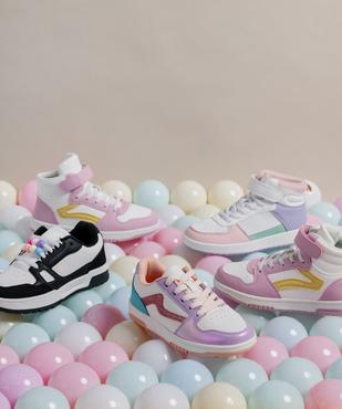 Baskets montantes tricolores à lacets élastiques et scratch fille vue2 - CAMPS GEMO FOR GOOD - GEMO