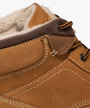 Boots fourrées dessus cuir à semelle crantée homme vue13 - URBAN STEPS - GEMO