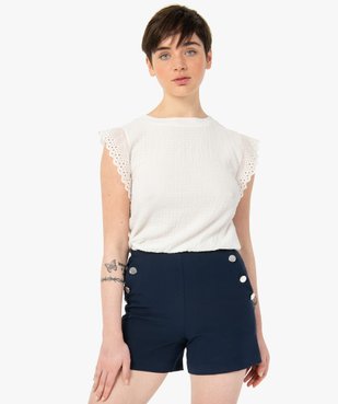 Tee-shirt femme sans manches en matière texturée vue1 - GEMO(FEMME PAP) - GEMO