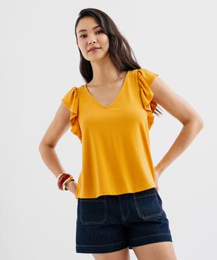Tee-shirt manches courtes volantés à paillettes femme vue1 - GEMO(FEMME PAP) - GEMO