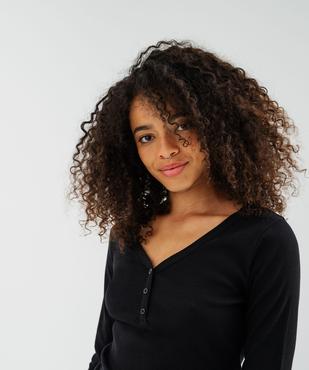 Haut de pyjama à manches longues en maille côtelée femme vue6 - GEMO(HOMWR FEM) - GEMO