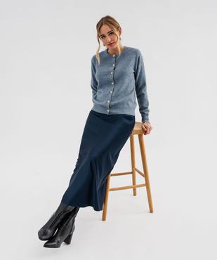 Gilet à col rond en maille fine femme vue1 - GEMO 4G FEMME - GEMO