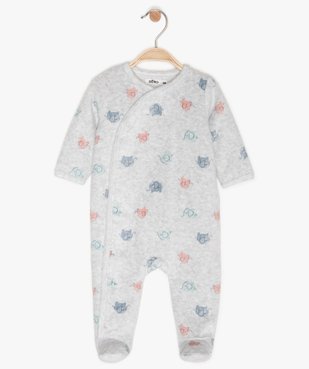 Pyjama bébé en velours à motifs éléphants multicolores vue1 - GEMO(BB COUCHE) - GEMO