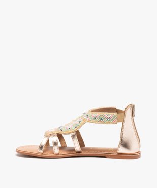 Sandales fille à talon plat et dessus perlé contrefort zippé vue3 - GEMO (ENFANT) - GEMO