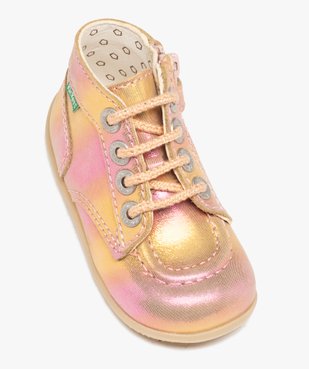 Bottillons premiers pas bébé fille en cuir Kickers vue5 - KICKERS - GEMO