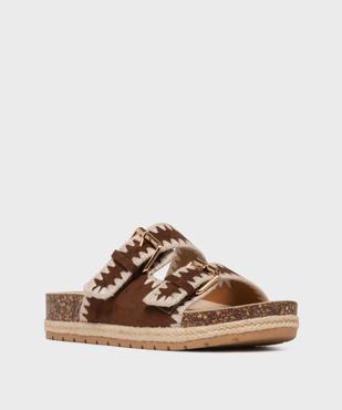 Mules à semelle plateforme et larges brides brodées femme - 5 Miles vue3 - 5 MILES - GEMO