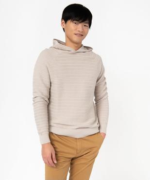 Pull à capuche en maile fantaisie homme vue4 - GEMO 4G HOMME - GEMO