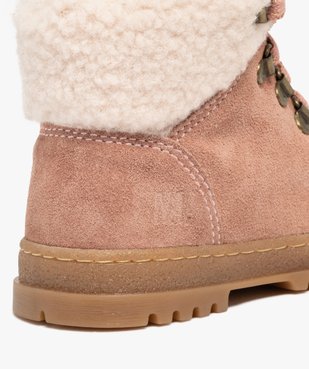 Boots bébé fille fourrées à col sherpa et dessus en cuir suédé - NA! vue8 - NA! - GEMO