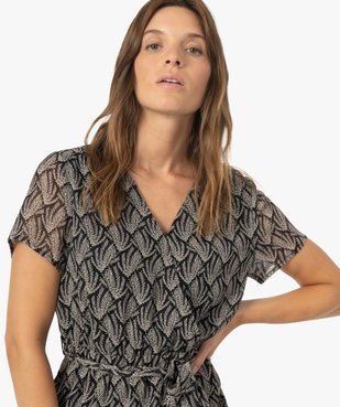 Robe femme imprimée à fines rayures pailletées vue2 - GEMO(FEMME PAP) - GEMO