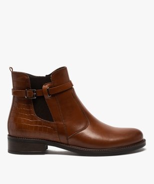 Boots femme à talon plat et bride décorative vue1 - GEMO (CASUAL) - GEMO