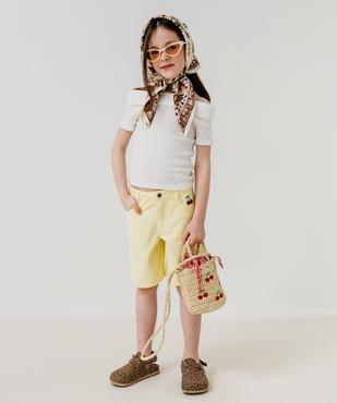 Bermuda ample en toile denim colorée fille vue6 - GEMO 4G FILLE - GEMO