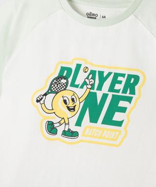 Tee-shirt manches courtes raglan imprimé tennis garçon vue2 - GEMO 4G GARCON - GEMO