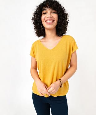 Tee-shirt manches courtes coupe loose en lin femme vue1 - GEMO 4G FEMME - GEMO