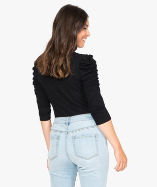 Tee-shirt femme à manches ¾ froncées vue3 - GEMO(FEMME PAP) - GEMO