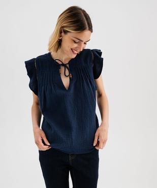 Blouse manches courtes en gaze de coton femme vue1 - GEMO(FEMME PAP) - GEMO