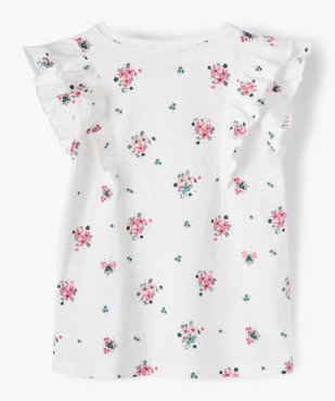 Tee-shirt fille à motifs fleuris et volants sur les épaules vue3 - GEMO C4G FILLE - GEMO