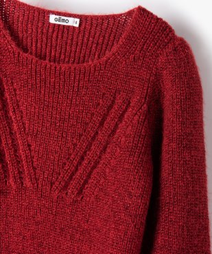 Pull fille en maille côtelée avec motif en V sur le buste vue2 - GEMO (ENFANT) - GEMO
