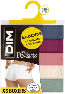 Boxers en coton stretch femme (lot de 5) - Dim Pocket vue2 - DIM - GEMO