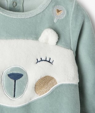 Pyjama bébé fille en velours avec motif nounours vue2 - GEMO(BB COUCHE) - GEMO
