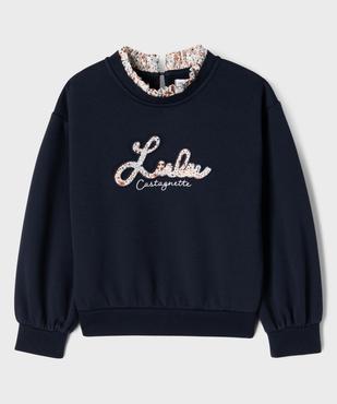 Sweat à col froncé et inscription brodée fille - LuluCastagnette vue2 - LULUCASTAGNETTE - GEMO