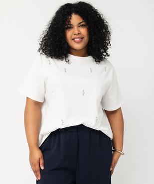 Tee-shirt manches courtes coupe large à strass femme grande taille vue1 - GEMO (G TAILLE) - GEMO