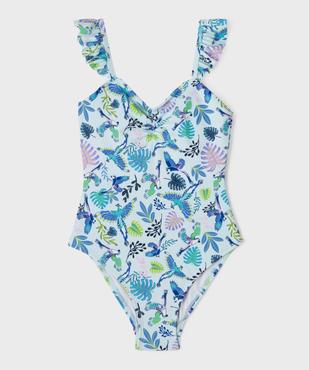 Maillot de bain 1 pièce fleuri à bretelles volantées fille vue2 - GEMO (ENFANT) - GEMO